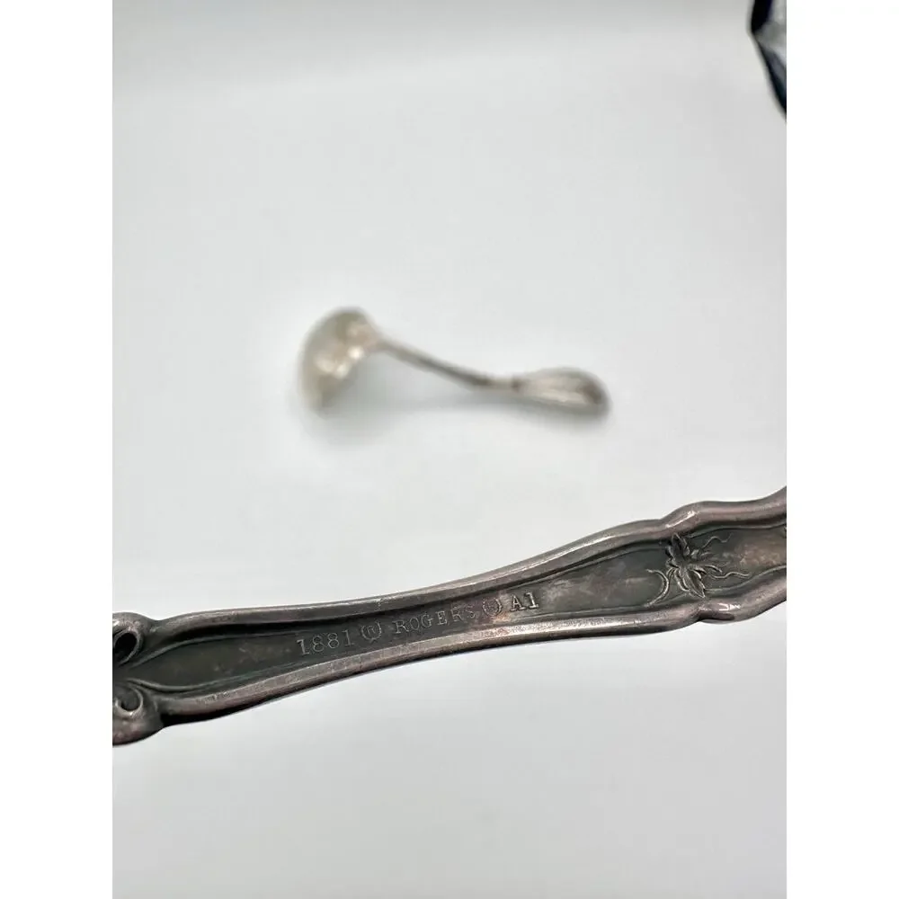 1881 Rogers A1 Silver Plate La Vigne Grapes Soup Gravy Ladle & Meat Fork 8.25”